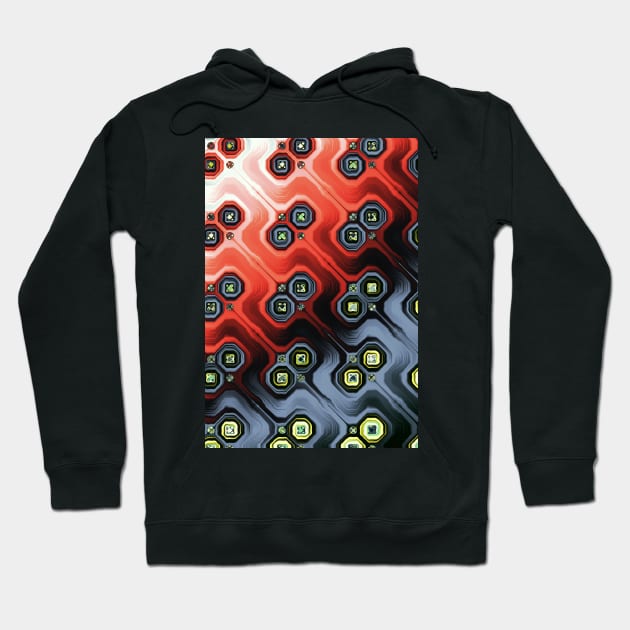 Black, Red and Grey Abstract Pattern Hoodie by pinkal